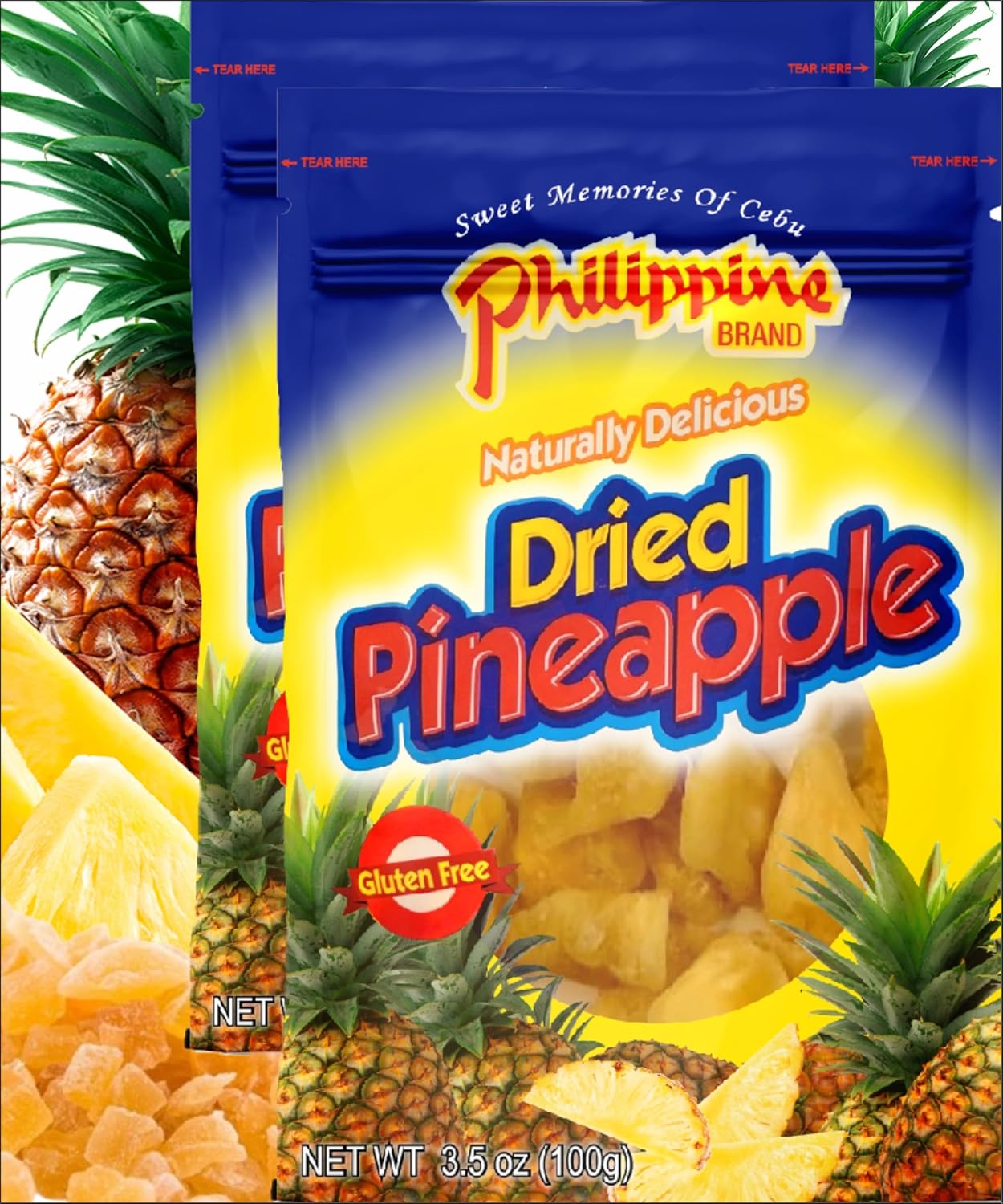 Philippine Brand Dried Pineapple (2-Pack, 3.5 oz Bags)